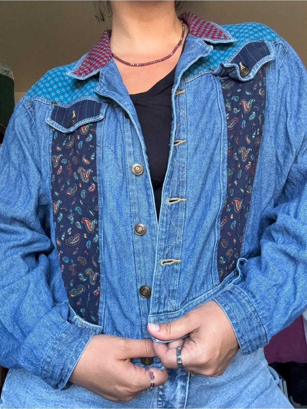 Vintage Blue Patchwork Denim Jacket